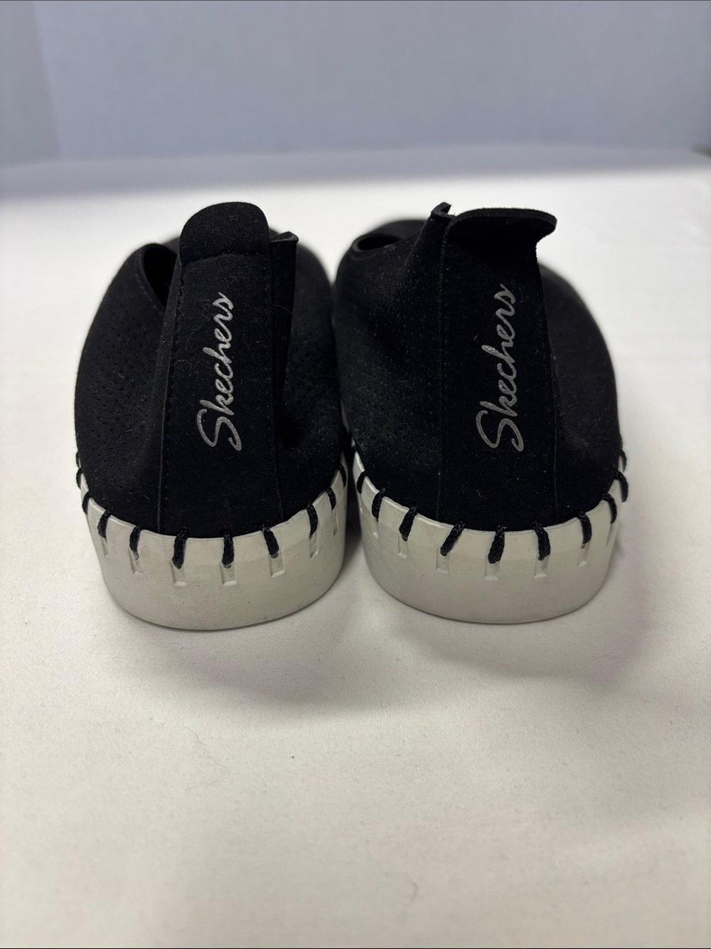 Skechers Black Slip-On Perforated Women's Flats - Picture 3 of 7